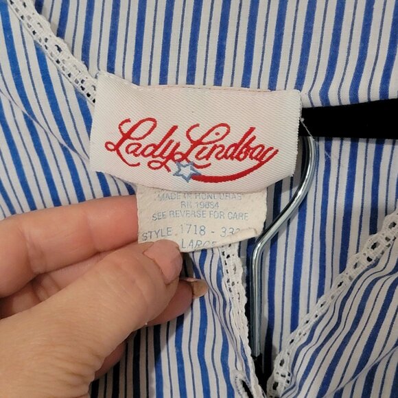 Vtg Lady Lindsay Pajama Set Women's Large Lounge Pinstriped Short Sleeve Shorts - Picture 3 of 9